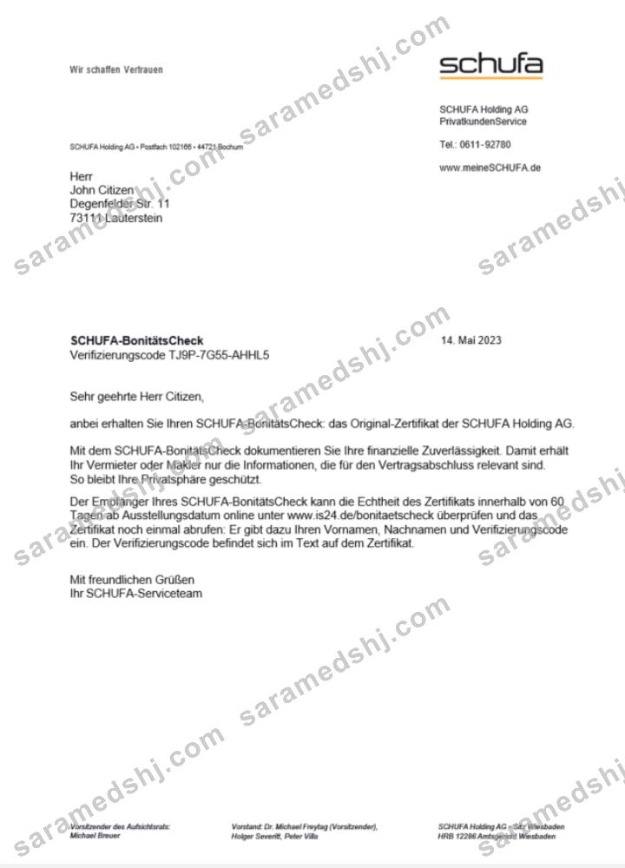 Germany Schufa utility bill Word and PDF template scr